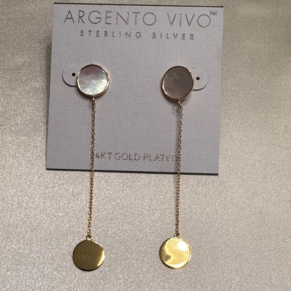 Argento Vivo mother of pearl and gold tone  Earrings - Picture 1 of 1